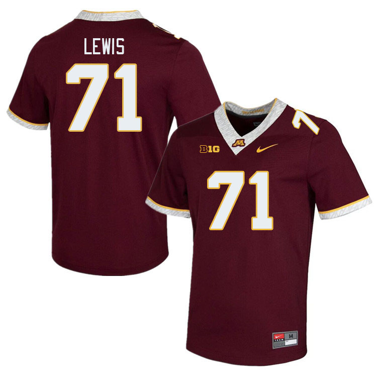 Men #71 Martes Lewis Minnesota Golden Gophers College Football Jerseys Stitched-Maroon